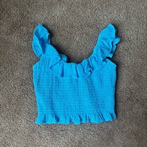 American Eagle Blue Ruffled Women's Small Crop Top